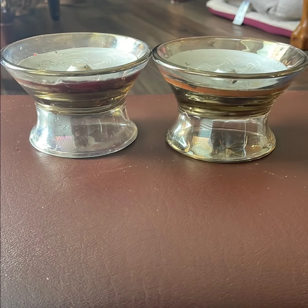 2 Glade Round Glass Candle Holders for Scented Oil Candles